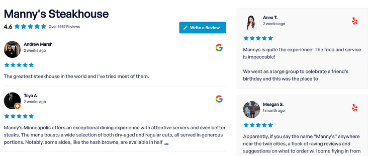 Reviews feed
