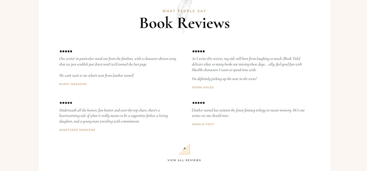Snapshot of a “Book Reviews” block on an homepage in the Bookwise theme