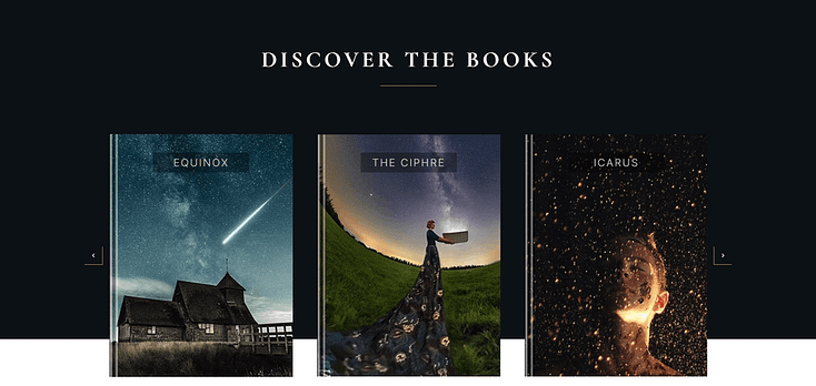 Books section on a homepage in the Bookwise theme