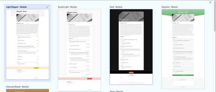 Online course design templates