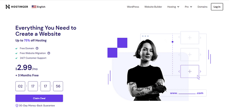 Hostinger landing page