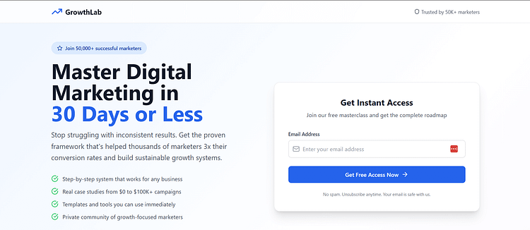 landing page