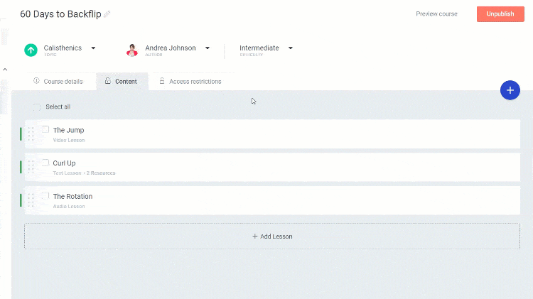 Setting access restrictions for your online course