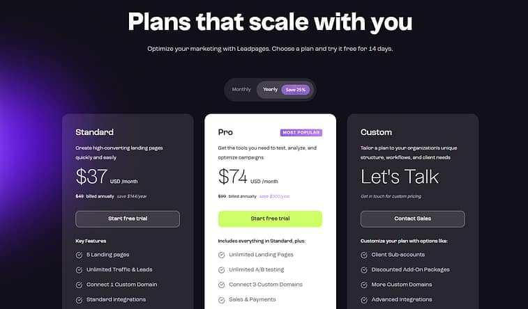 leadpages pricing