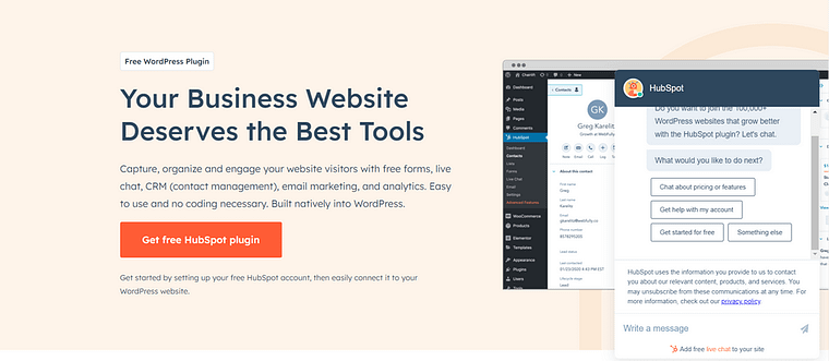 HubSpot homepage screenshot