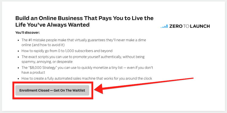 Lead generation tactic - Closed enrollment