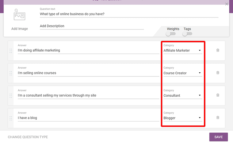 8 - Assign categories to answers TQB