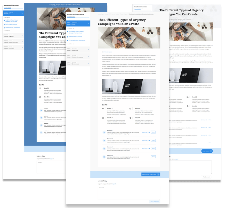 Lesson page templates on Thrive Apprentice