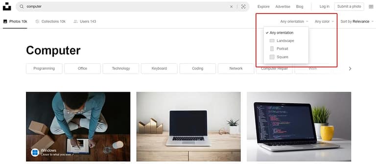unsplash filters