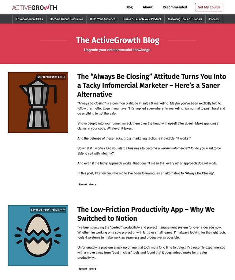 Active Growth Blog Archive Page
