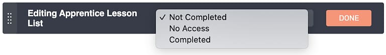Apprentice Lesson List edit mode states