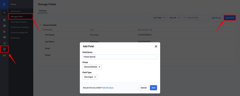 How to create a new custom field inside Active Campaign.