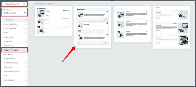 3 ways to filter templates in the Block element template library