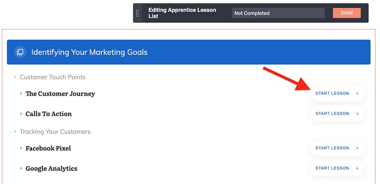 How to customize the Apprentice Lesson List element "Not Completed" state