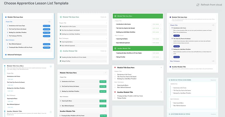 Apprentice Lesson List template library
