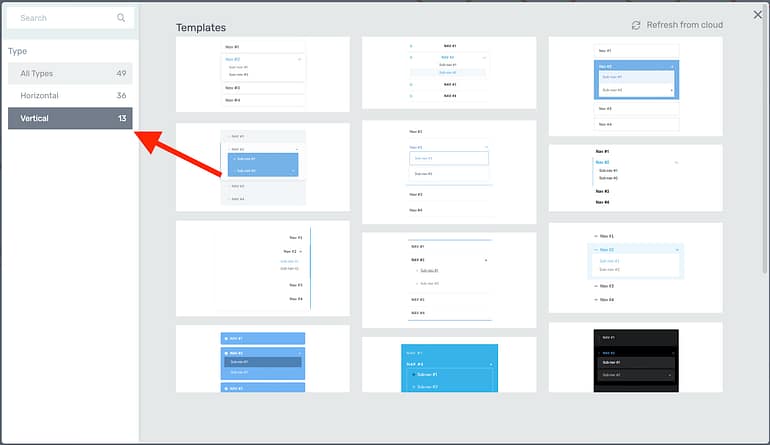 Custom Menu element template library