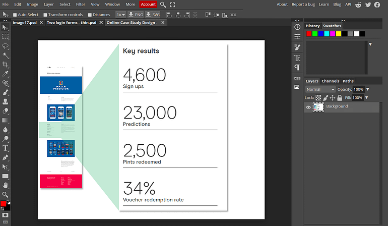 Photopea is an excellent Photoshop alternative