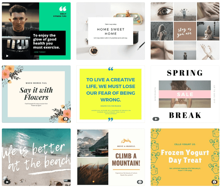 Choosing a template in Canva