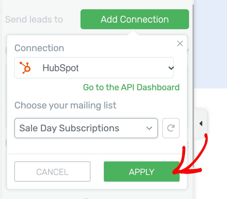 Apply HubSpot connection to lead generation element