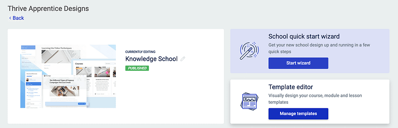 Template editing in Thrive Apprentice