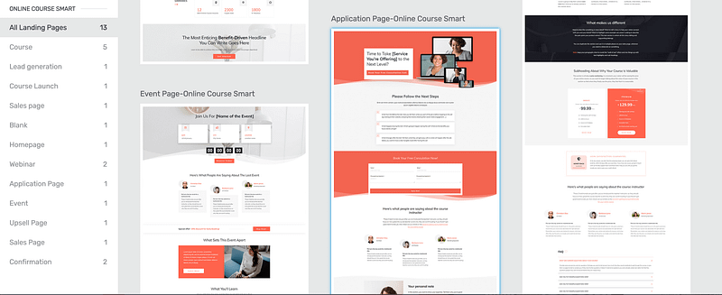 course landing page templates