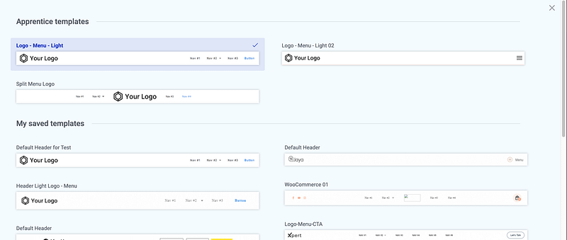 Header templates in Apprentice