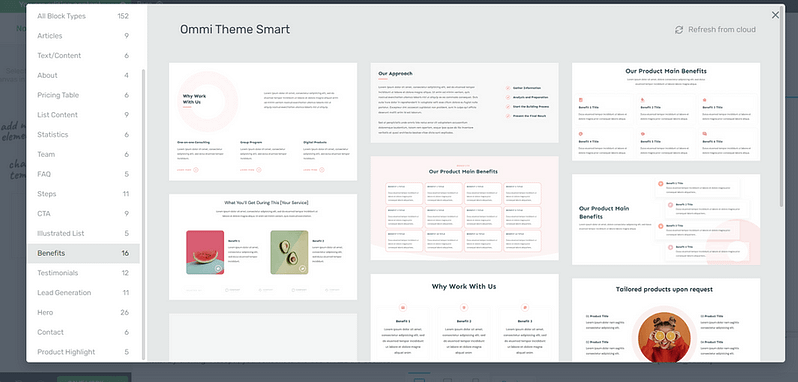 Features & Benefits template in Thrive Architect