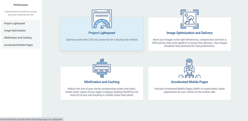 Screenshot of site speed options in Thrive Theme Builder