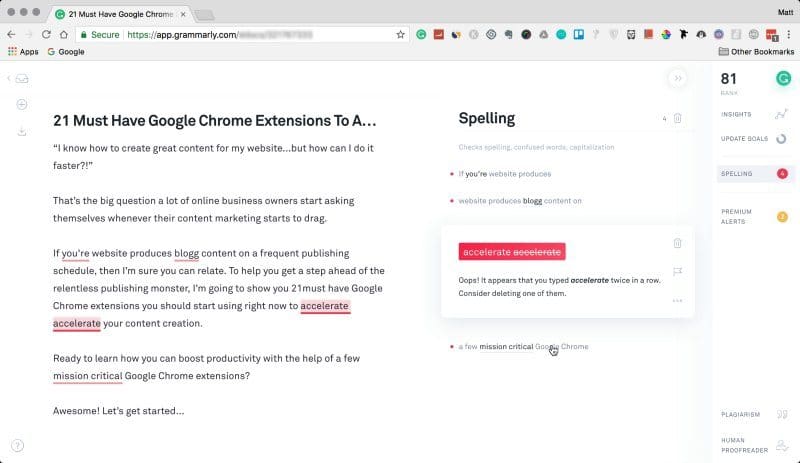 Grammarly extension