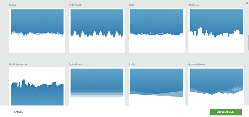 Shape divider options