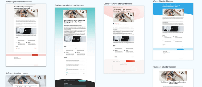 Course lesson templates