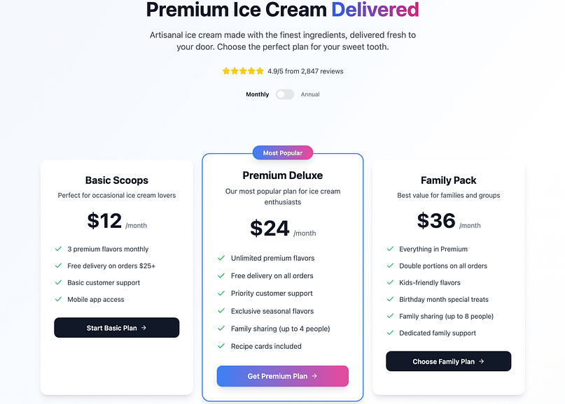 Perfect planning to create conversion-optimized pricing tables