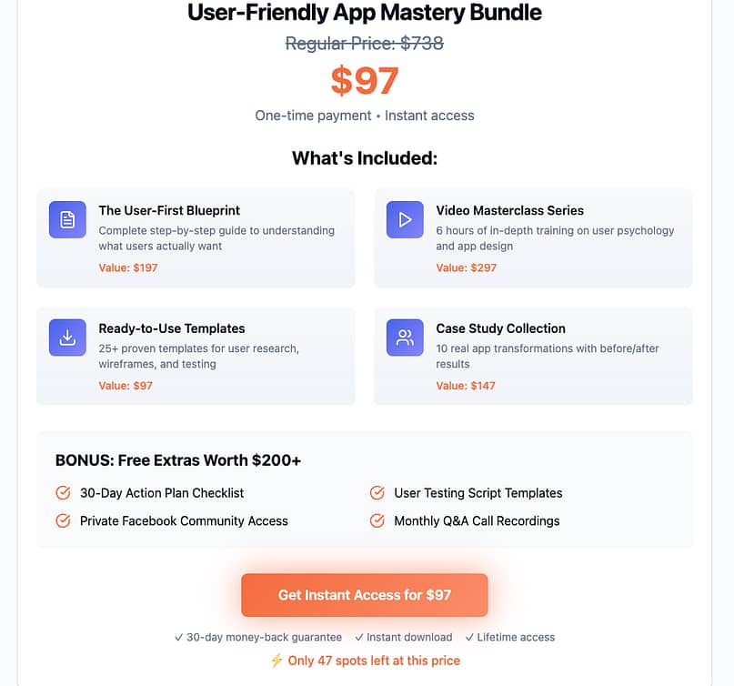 Pricing for webinar offer page