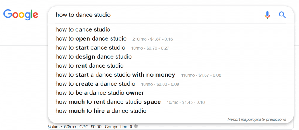 Target market research in Google