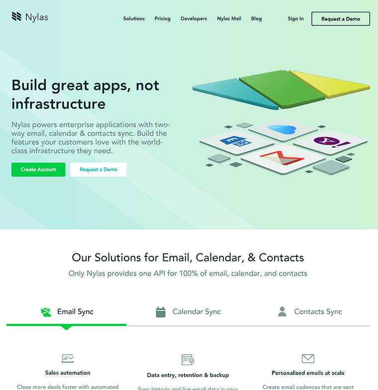Gradient example by Nylas subtle light blue to lime green background gradient