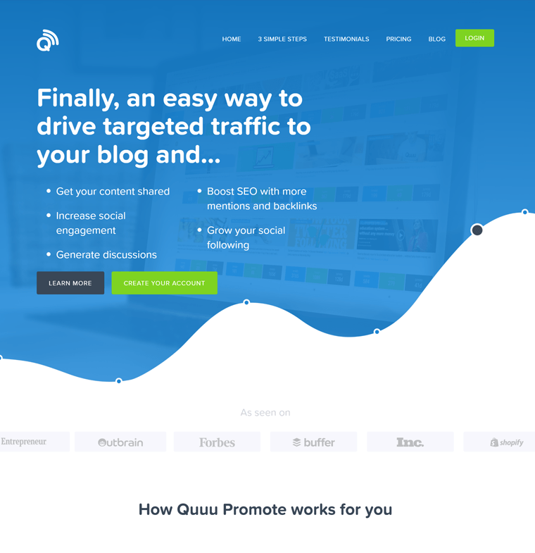 Quuu Promote gradient example Semi-transparent, blue gradient on top of a background image