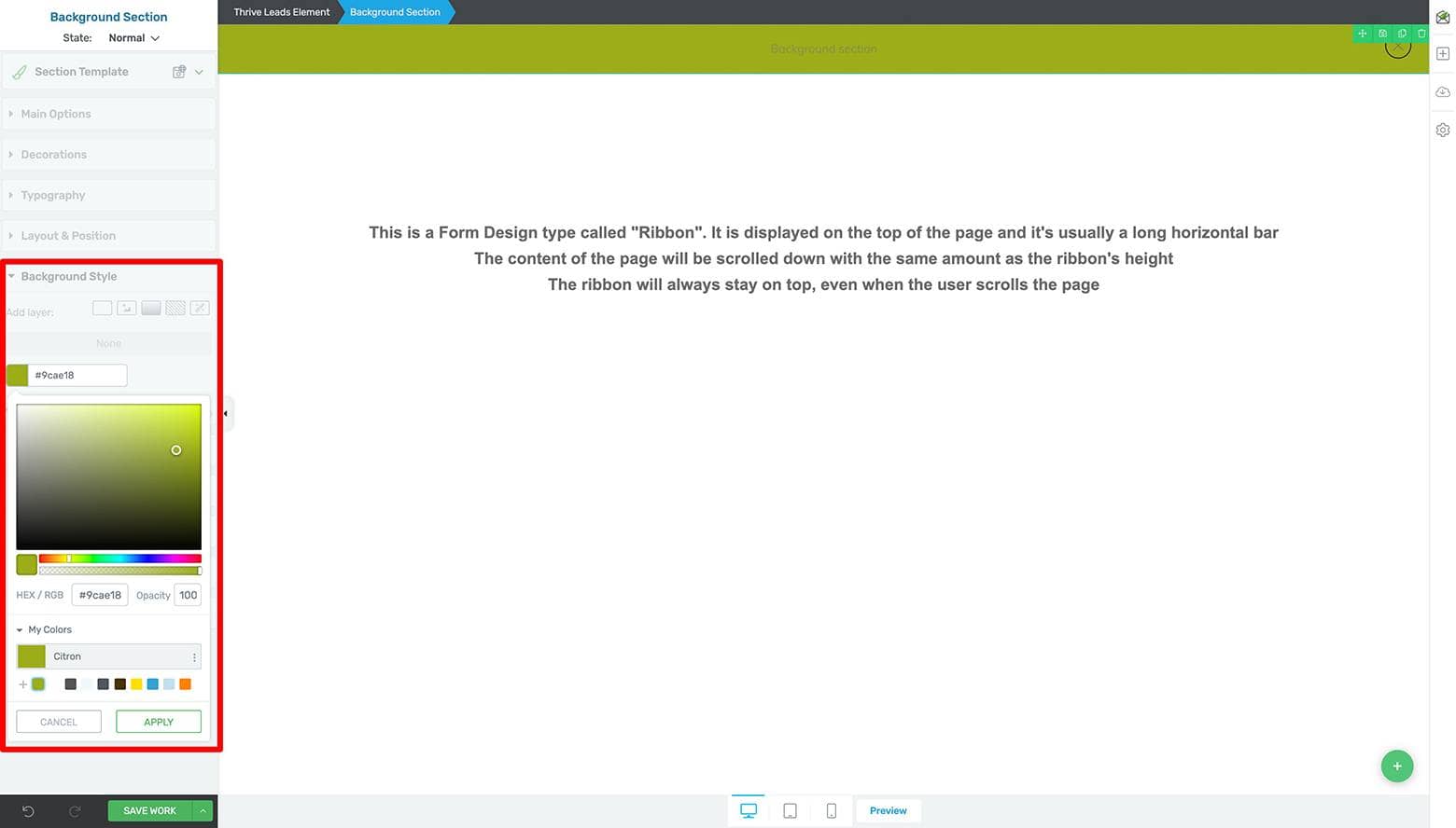 14 - Simple Sticky Ribbon Announcement Bar Background Color