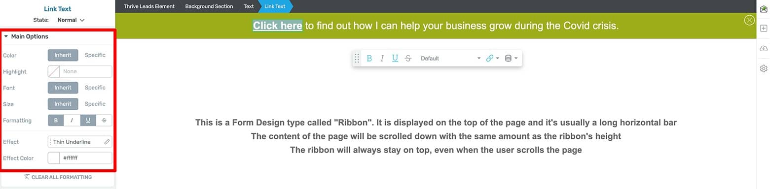 16 - Simple Sticky Ribbon Announcement Bar Anchor Link Text