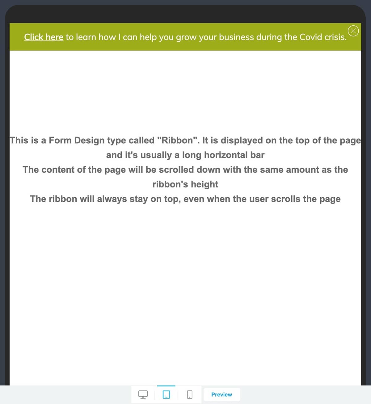 17 - Simple Sticky Ribbon Announcement Bar Anchor Tablet