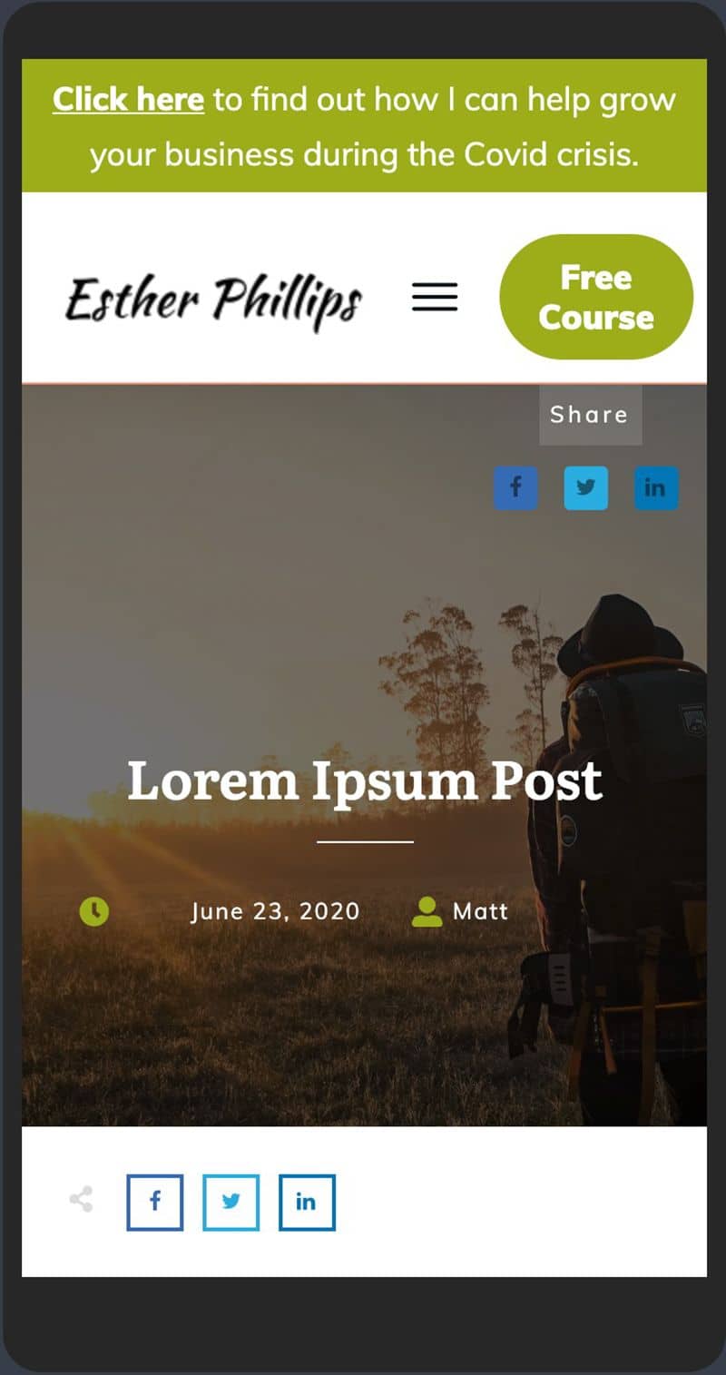 27 - Simple Header Announcement Bar Mobile