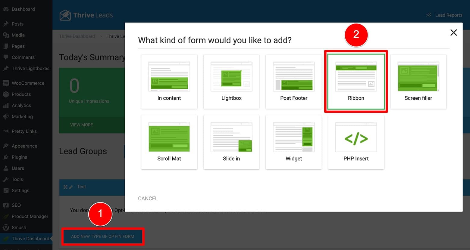 9 - Thrive Leads Sticky Ribbon Lead Group Selection
