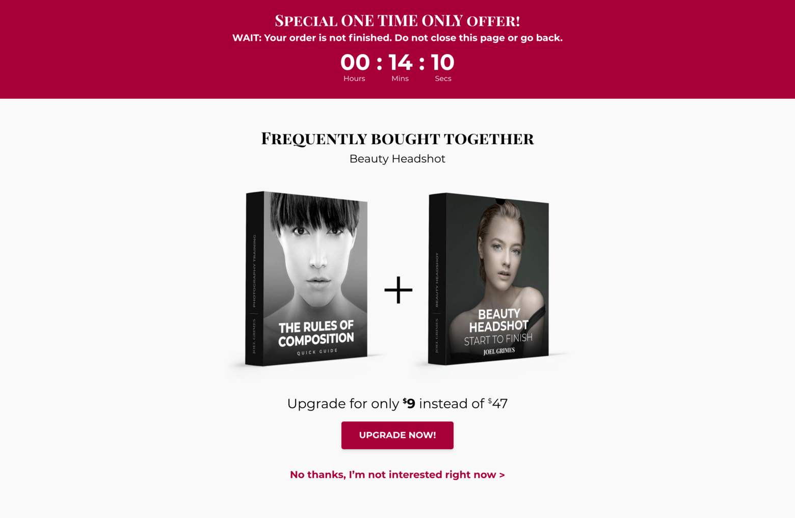 4_Upsell Page Upsell page with a countdown timer.