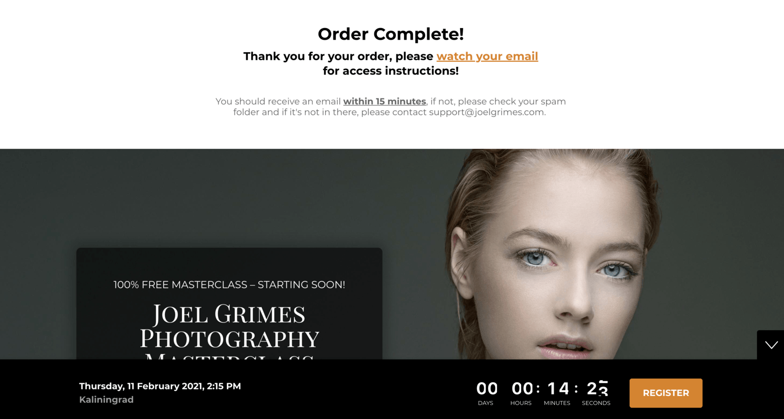 5_Confirmation Page Order Complete! confirmation page.