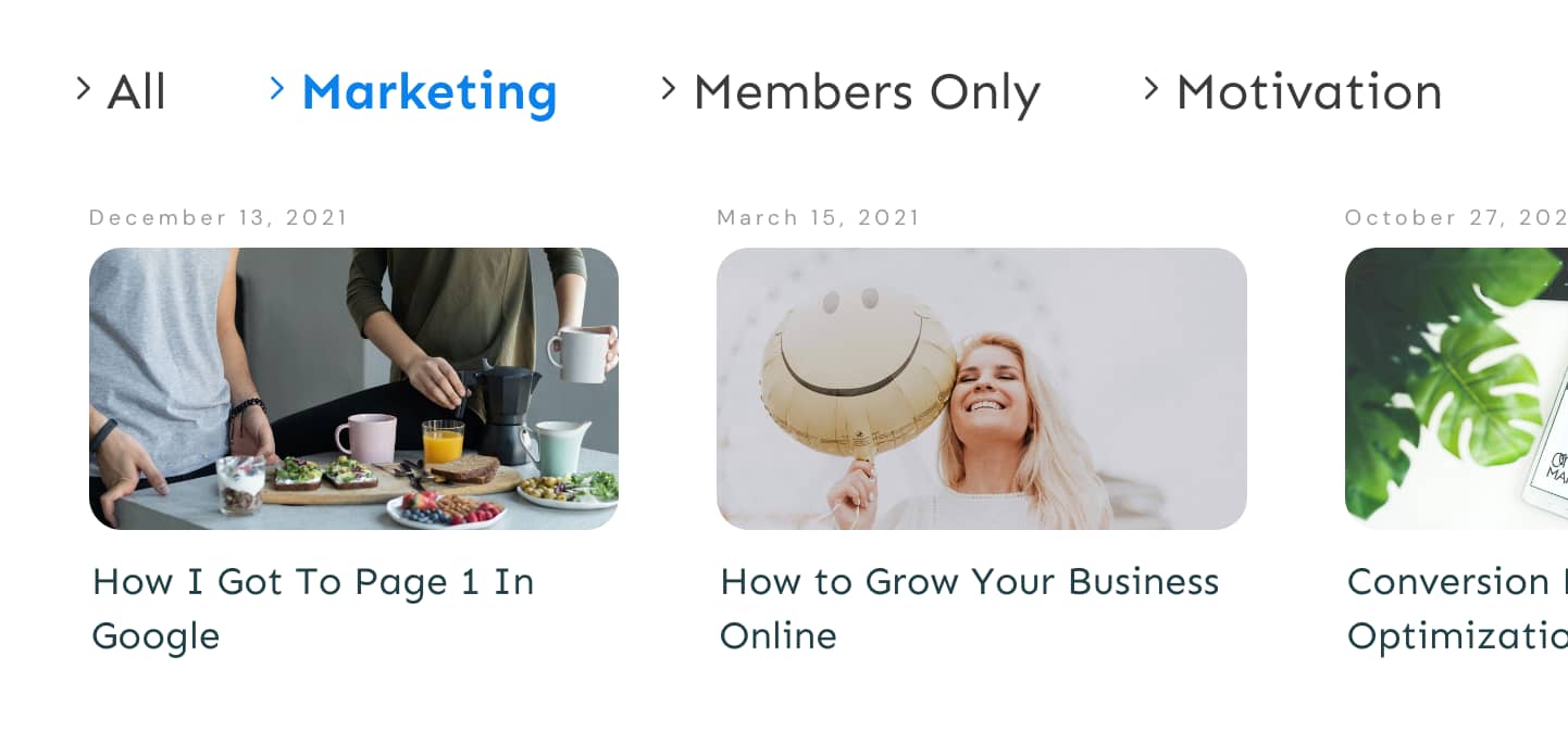 Text Links horizontal