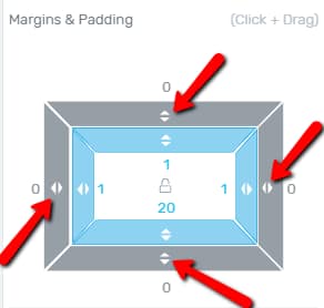 Margins control with directional drag arrows