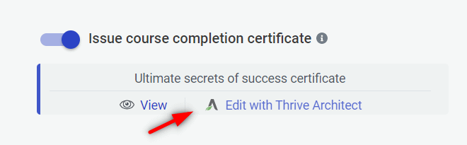 Editing a certificate template in Thrive Architect