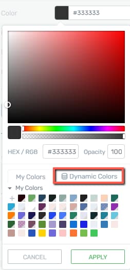Color picker showing Dynamic Color option