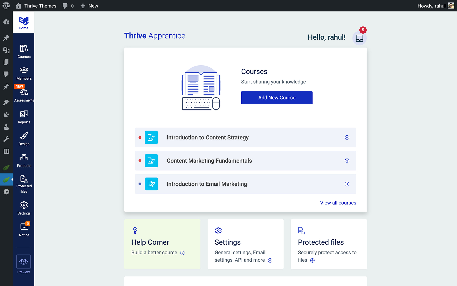 Protecting Files in Thrive Apprentice - Thrive Dashboard in Thrive Apprentice