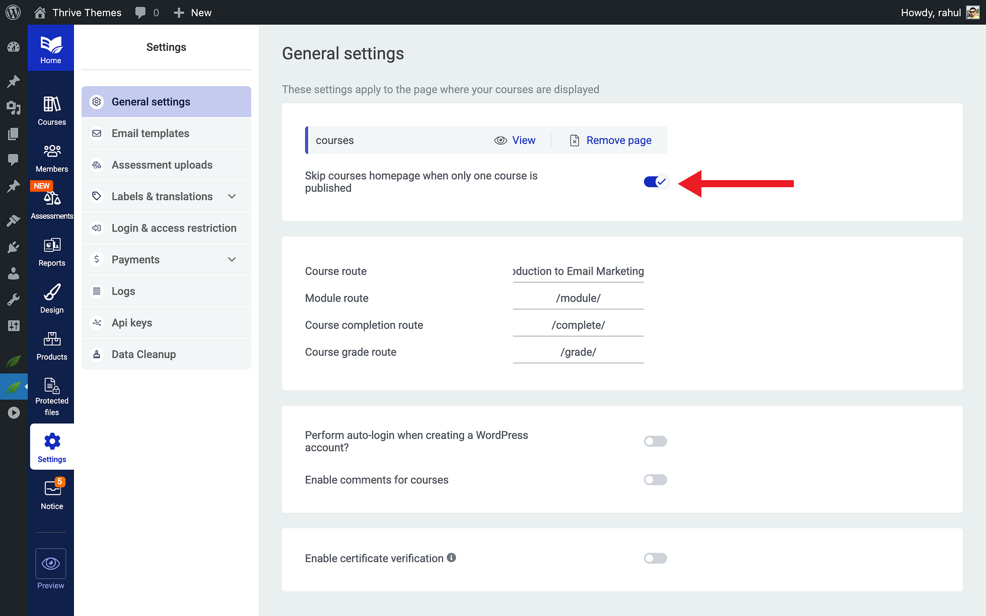 Auto-Login - General in Thrive Apprentice