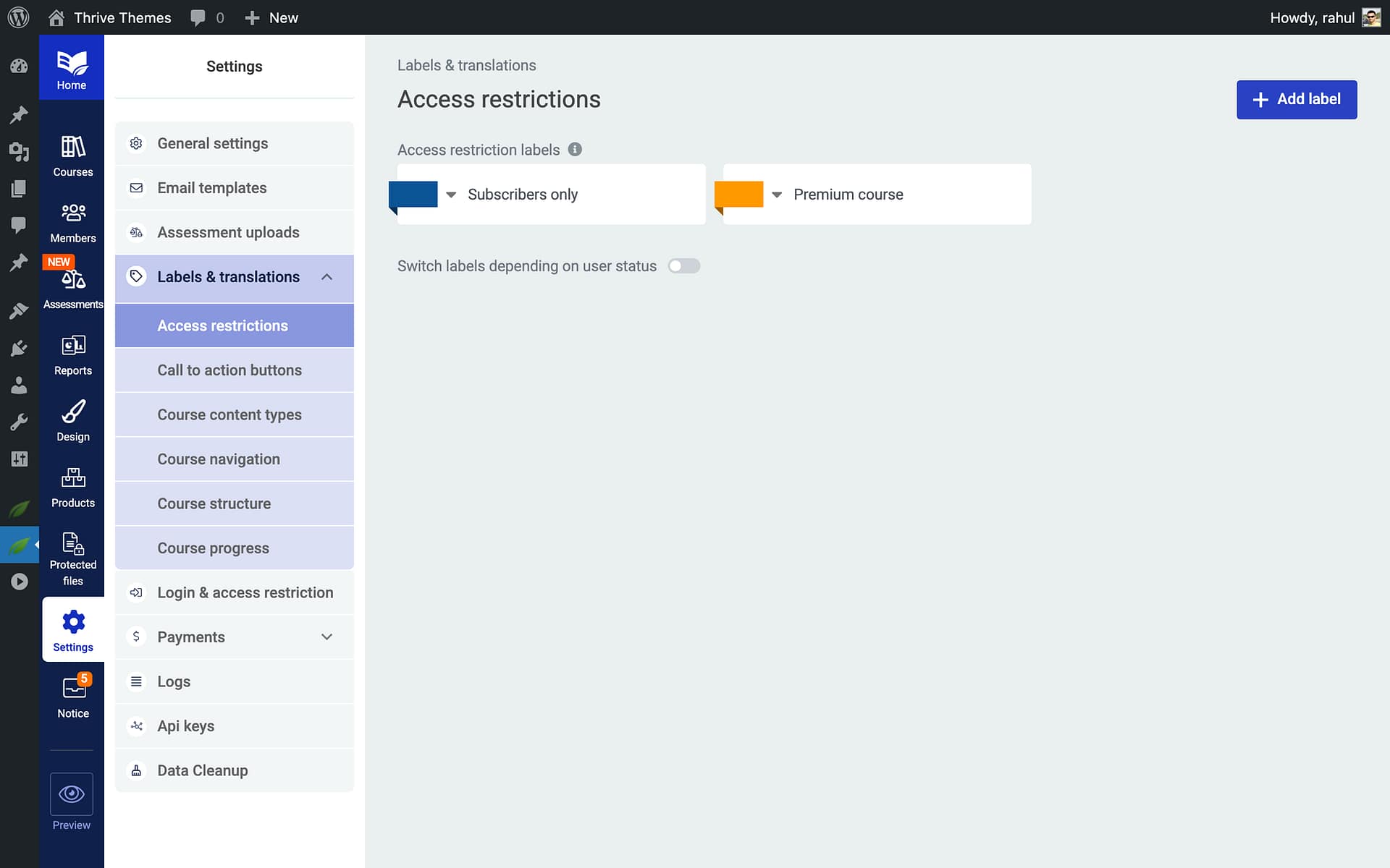 Customizing Dynamic Labels - in Thrive Apprentice